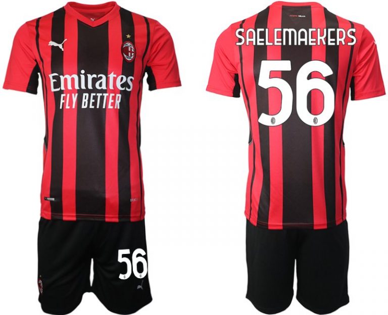 AC Milan Alexis Saelemaekers #56 Herren Heimtrikot Trikotsatz Kurzarm + Kurze Hosen