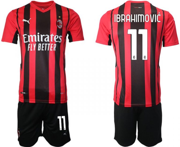 AC Milan Zlatan Ibrahimović #11 Heim Trikot Home 21-22 Kurzarm + Kurze Hosen