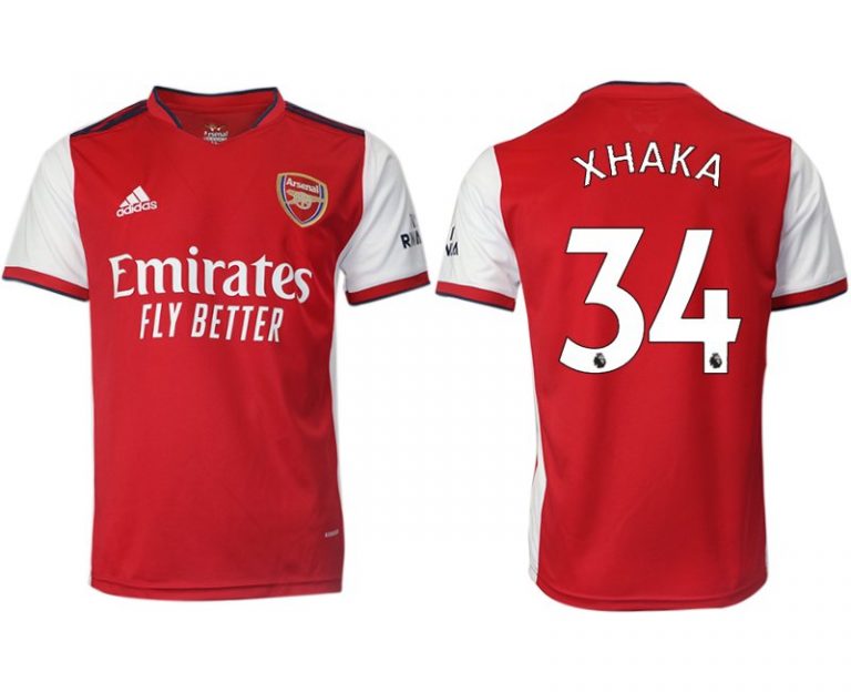 Arsenal Heimtrikot 2022 mit Aufdruck XHAKA 34 rot/weiss Kurzarm