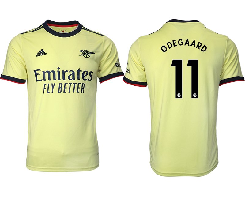 FC Arsenal Auswärts Fußball Trikot 2022 Gelb mit Aufdruck ØDEGAARD 11