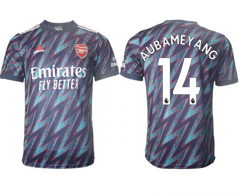 FC Arsenal Auswärtstrikot 2022 3rd Trikot blau mit Aufdruck AUBAMEYANG 14