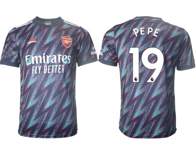 FC Arsenal Auswärtstrikot 2022 3rd Trikot blau mit Aufdruck PEPE 19