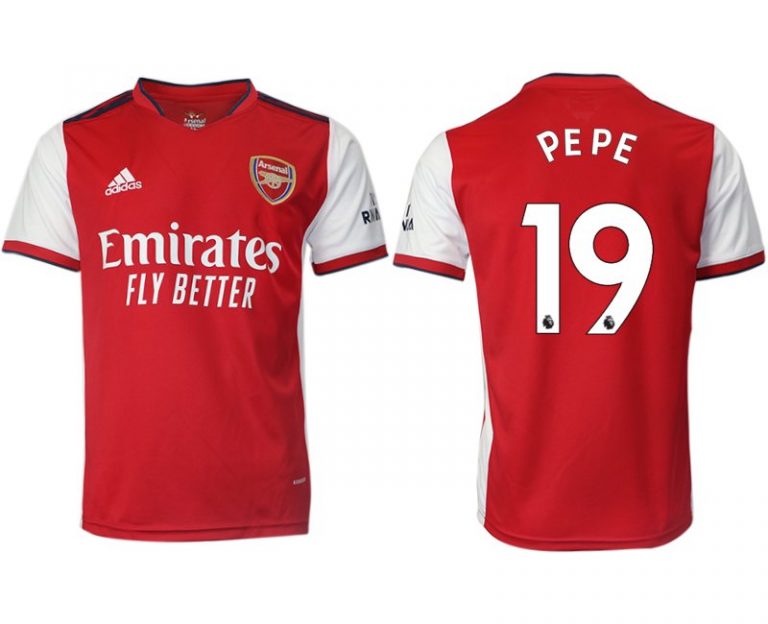 FC Arsenal Herren Heim Trikot 2022 rot/weiß mit Aufdruck PEPE 19