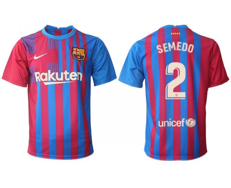 FC Barcelona Heimtrikot 2021/22 Herren Fußballtrikots blau mit Aufdruck Semedo 2