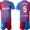 FC Barcelona Heimtrikot 2021/22 Herren Fußballtrikots blau mit Aufdruck Sergio 5-1