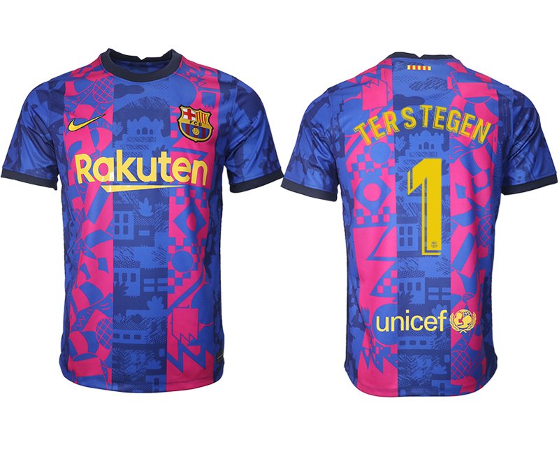 FC Barcelona Herren 3rd Trikot 2021/22 in blau mit Aufdruck Ter Stegen 1