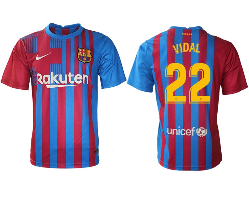 FC Barcelona Herren Heimtrikot 21/22 blau/rot mit VIDAL 22 Individualdruck gelb