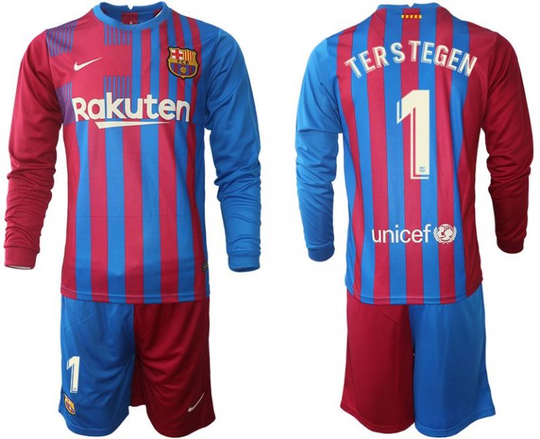 FC Barcelona Marc-André ter Stegen 1# Offizielles Set 21/22 Langarm + Kurze Hosen