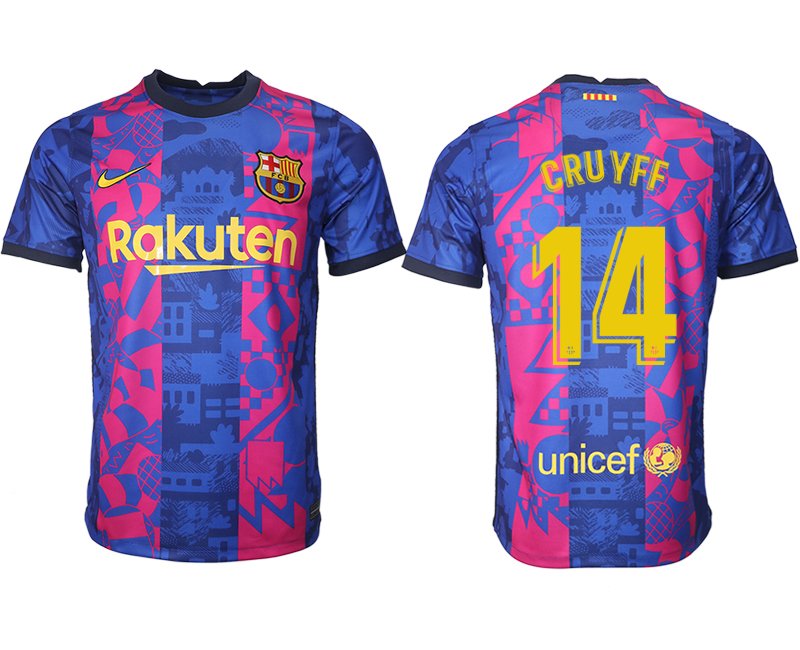 FC Barcelona Trikot UCL 2021/2022 Blau mit CRUYFF 14 Individualdruck