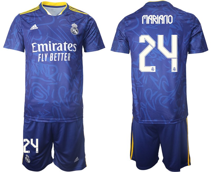 Fußball Trikot Away Blau Real Madrid Auswärtstrikot 2022 mit Aufdruck Mariano 24