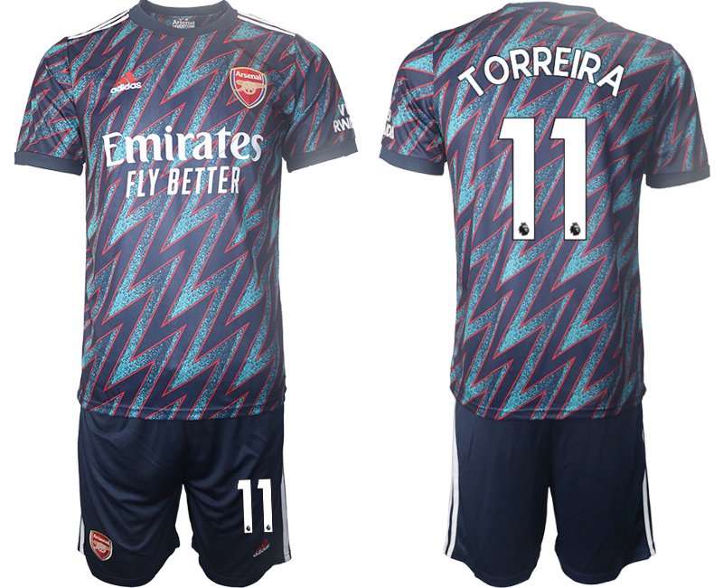 Herren Ausweichtrikot FC Arsenal 2022 Torreira 11# blau/rot + Kurze Hosen