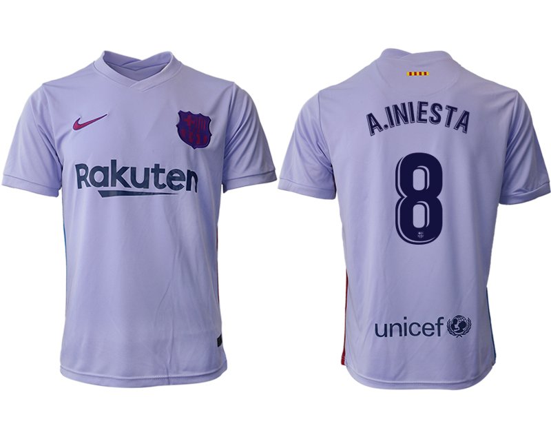 Herren Fußballtrikot FC Barcelona 21-22 Auswärts Trikot mit Aufdruck A.Iniesta 8