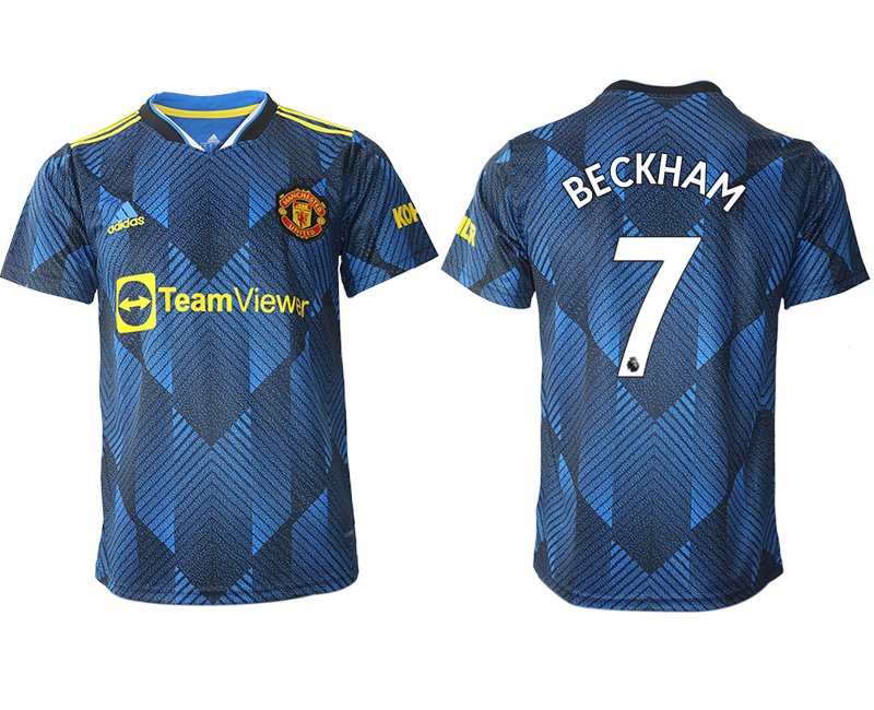 Manchester United Ausweichtrikot 2022 blau mit Aufdruck Beckham 7