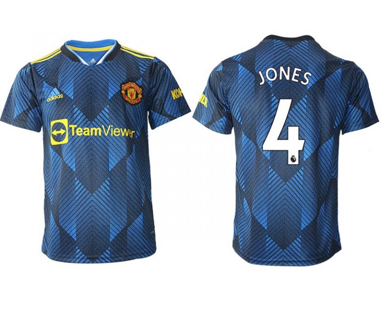 Manchester United Ausweichtrikot 2022 blau mit Aufdruck Jones 4