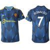 Manchester United Ausweichtrikot 2022 blau mit Aufdruck Ronaldo 7