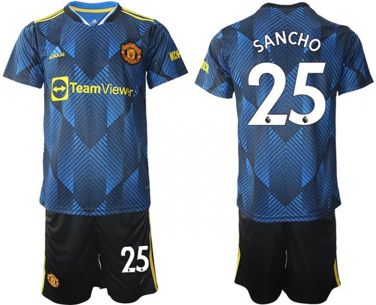 Manchester United Ausweichtrikot 2022 blau mit Aufdruck Sancho 25-1