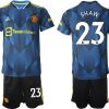 Manchester United Ausweichtrikot 2022 blau mit Aufdruck SHAW 23-1