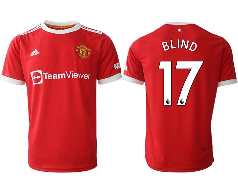 Manchester United Blind 17 Herren Heimtrikot 2022 Rot Fußballtrikots Kurzarm