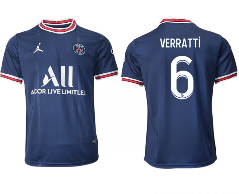 Paris Saint Germain Heimtrikot 2021/22 dunkelblau/weiß mit Aufdruck Verratti 6