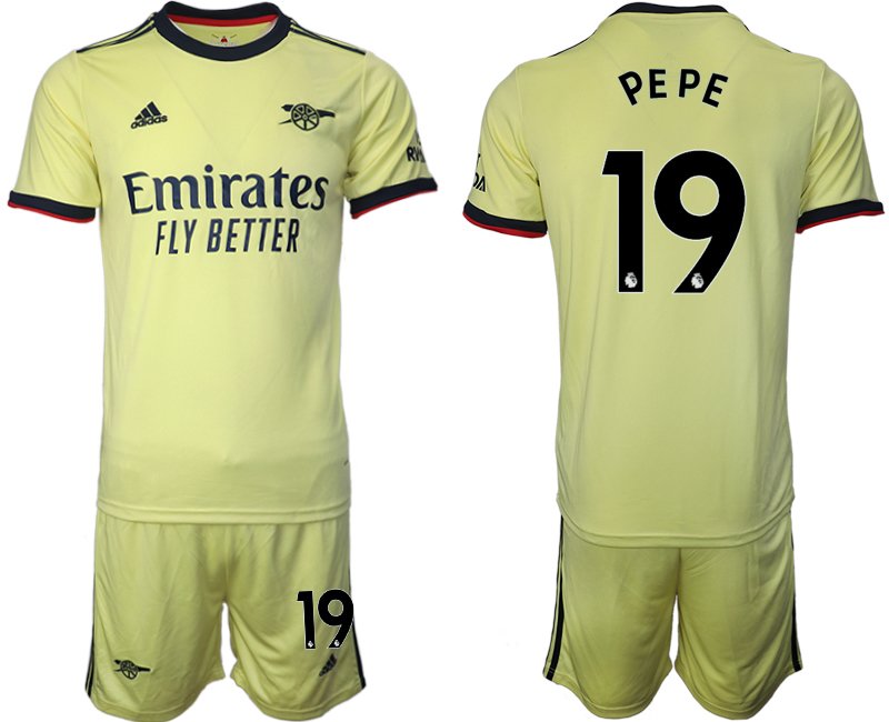 PEPE 19# Trikotsatz Gelbe FC Arsenal London Trikots Auswärts 2022 + Kurze Hosen