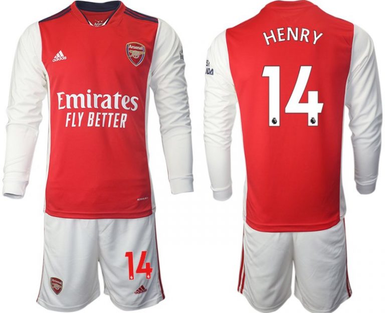 Personalisierbar Trikotsatz Arsenal Heimtrikot 2022 Lange Ärmel mit Aufdruck Henry 14