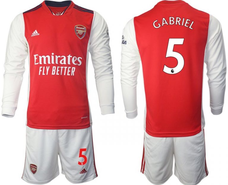 Personalisierbar Trikotsatz FC Arsenal Heimtrikot 2022 Langarm weiß/rot GABRIEL 5