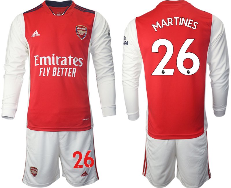 Personalisierbar Trikotsatz FC Arsenal Heimtrikot 2022 Langarm weiß/rot MARTINES 26