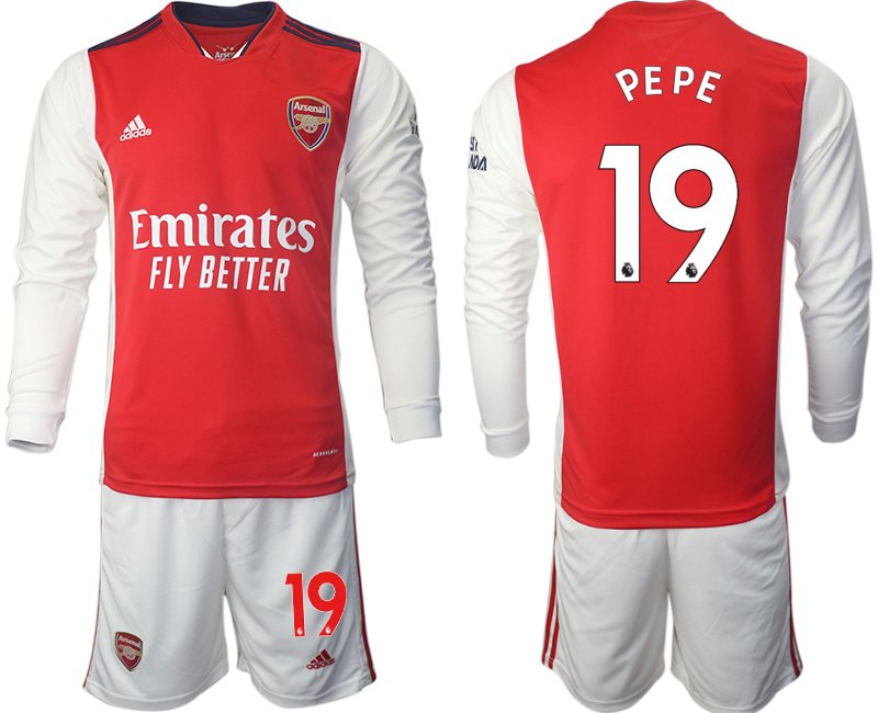 Personalisierbar Trikotsatz FC Arsenal Heimtrikot 2022 Langarm weiß/rot PEPE 19