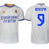 Real Madrid Heimtrikot 2022 weiß blau mit Aufdruck Benzema 9