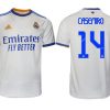 Real Madrid Heimtrikot 2022 weiß blau mit Aufdruck Casemiro 14