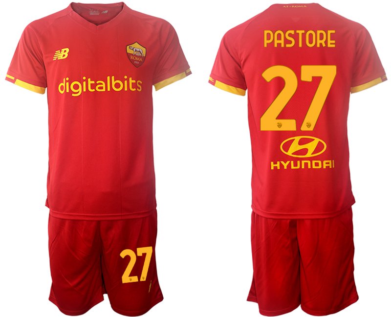 AS Roma 2022 Heimtrikot rot Trikotsatz Kurzarm + Kurze Hosen PASTORE 27