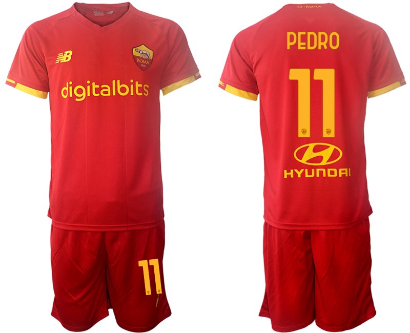 AS Roma 2022 Heimtrikot rot Trikotsatz Kurzarm + Kurze Hosen PEDRO 11