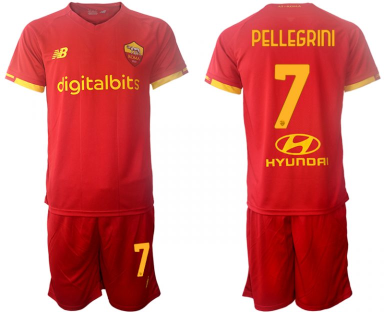 AS Roma 2022 Heimtrikot rot Trikotsatz Kurzarm + Kurze Hosen PELLEGRINI 7