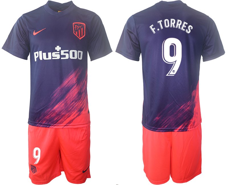 Atlético Madrid 2021/22 Stadium Away Trikotsatz Kurzarm + Kurze Hosen F.Torres 9