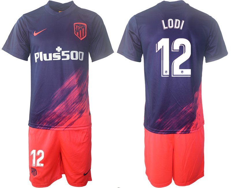 Atletico Madrid Auswärtstrikot 2021/22 dunkelblau/pink mit Aufdruck LODI 12