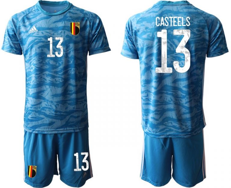 Belgium 2018 FIFA World Cup Goalkeeper Soccer Jersey Blue With CASTEELS 13 Printing