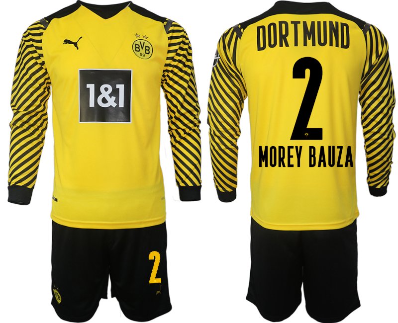 Borussia Dortmund 2022 Heimtrikot gelb-schwarz Langarm + Kurze Hosen Morey Bauza 2