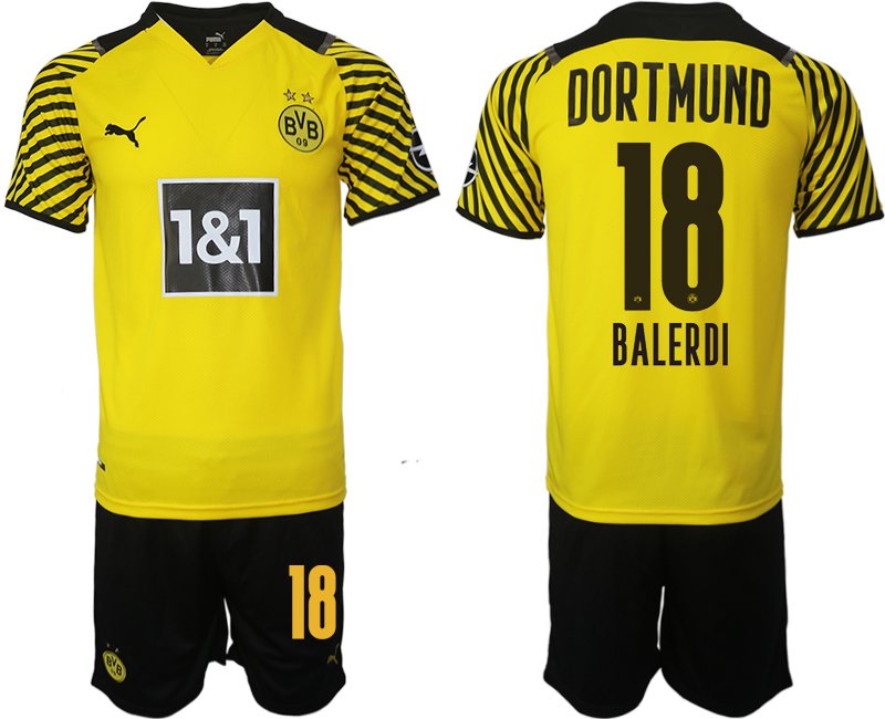 BVB Borussia Dortmund Trikot Home Herren 2022 Balerdi 18# Gelb Schwarz Trikotsatz