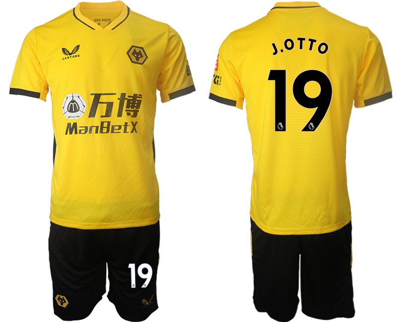 Castore Wolves Gelb Heimtrikot 2022 T-Shirt + Kurze Hosen mit Aufdruck J.OTTO 19