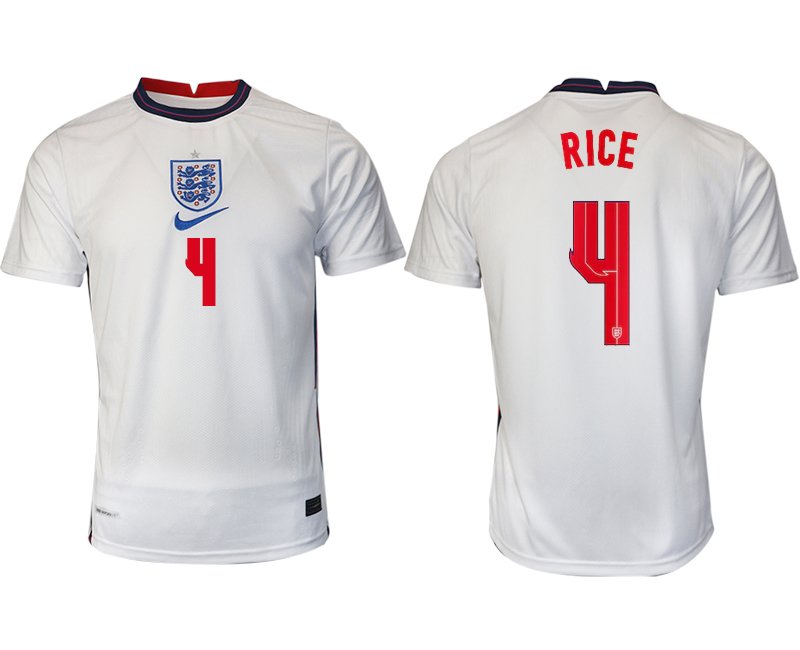 England Heimtrikot EM 2022 weiß/blau mit Aufdruck RICE 4