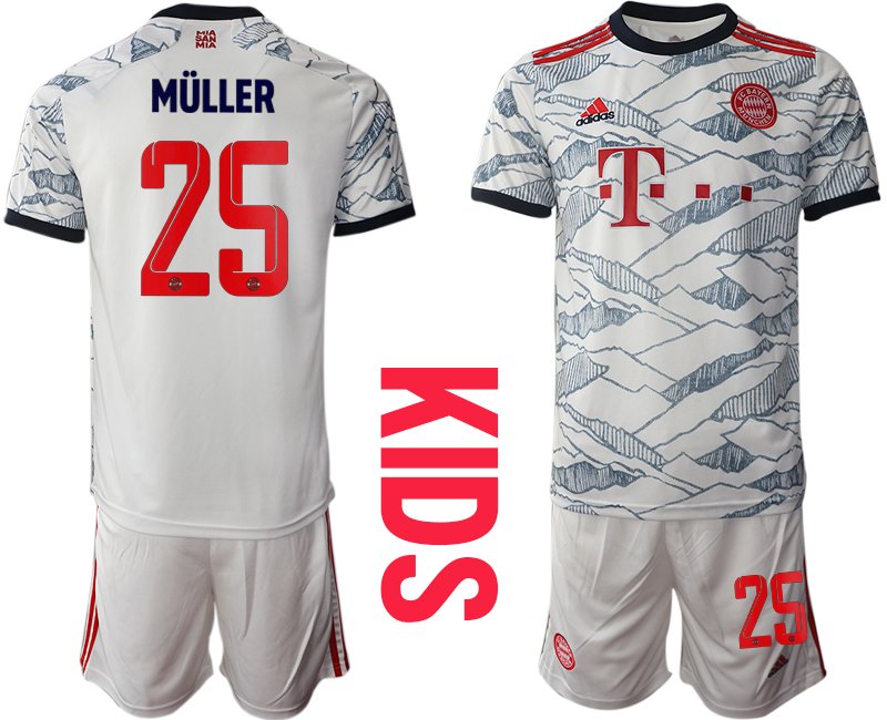 FC Bayern München Trikot 3rd in weiß 2022 für Kinder mit Aufdruck Müller 25