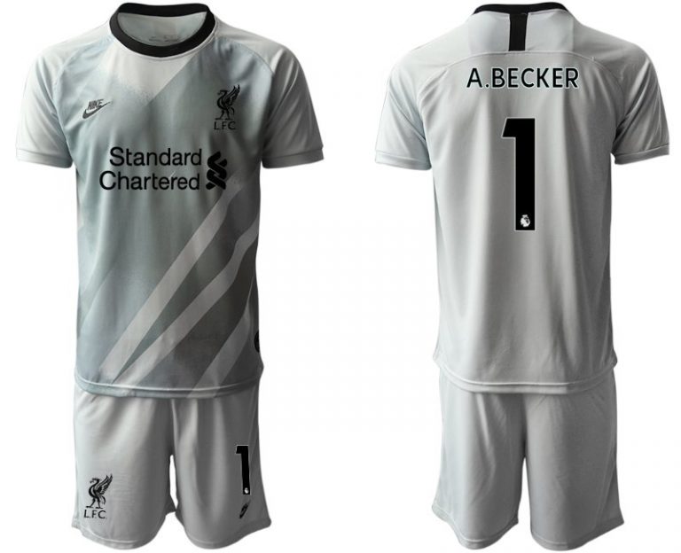 FC Liverpool 2022 Gray Goalkeeper Shirt + Shorts with A.BECKER 1 printing