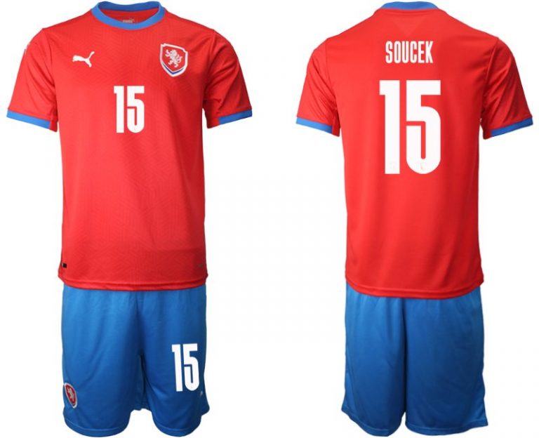 Fußballtrikots Czech Republic Heimtrikot EM 2022 Kurzarm Set mit Aufdruck Soucek 15