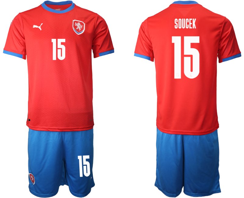 Fußballtrikots Czech Republic Heimtrikot EM 2022 Kurzarm Set mit Aufdruck Soucek 15