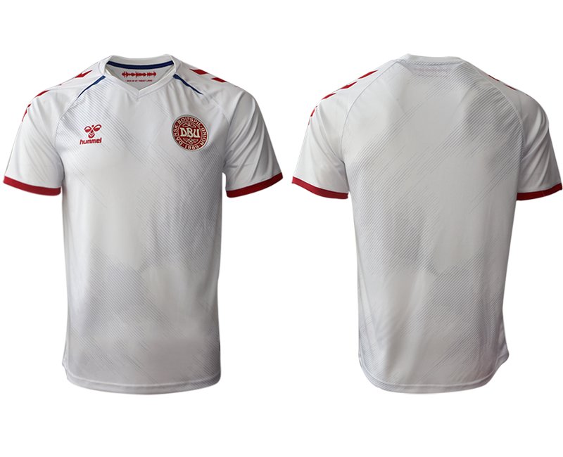 Günstige Dänemark Auswärts Trikot Away 2022 Kurzarm Weiss