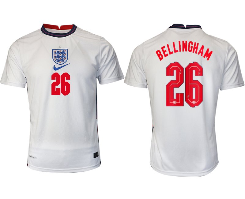 Herren England Heimtrikot EM 2022 weiß/blau mit Aufdruck BELLINGHAM 26