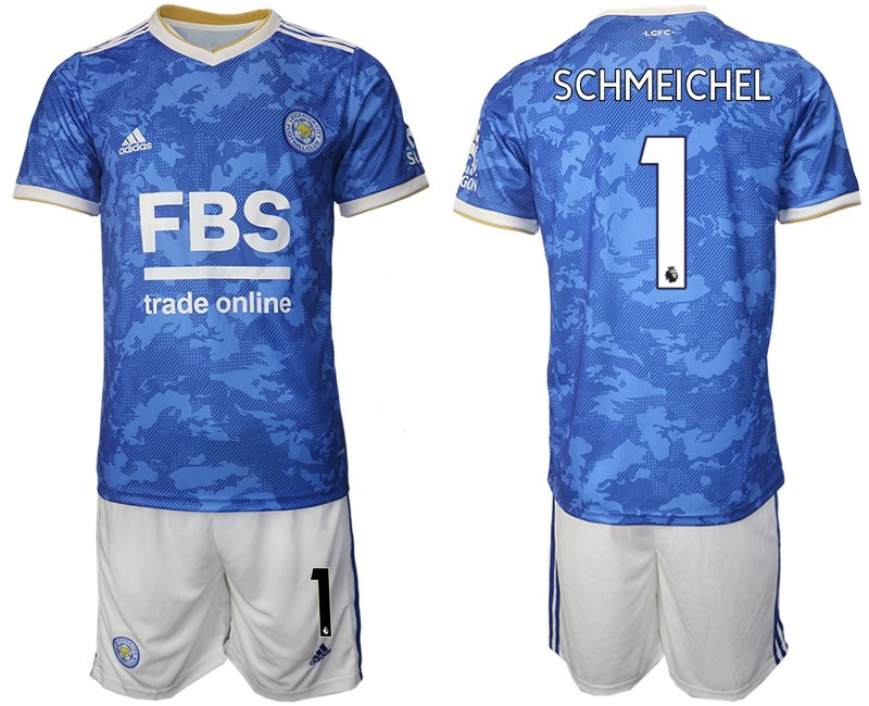 Herren LCFC Kasper Schmeichel 1# Heimtrikot 2022 Trikotsatz Kurzarm + Kurze Hosen