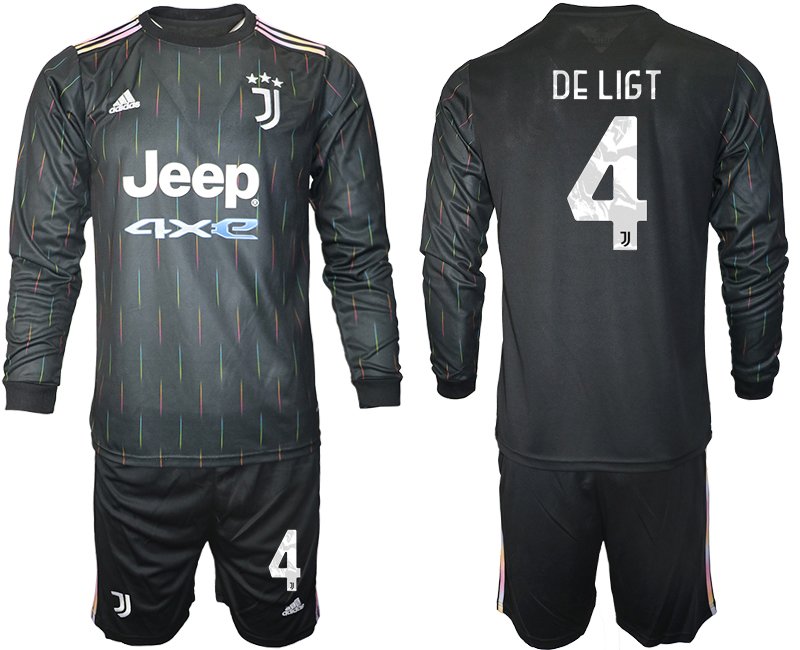 Juventus Turin Herren Auswärts Trikot 2021/22 schwarz/weiß mit Aufdruck DE LIGT 4