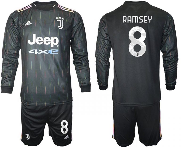 Juventus Turin Herren Auswärts Trikot 2021/22 schwarz/weiß mit Aufdruck Ramsey 8