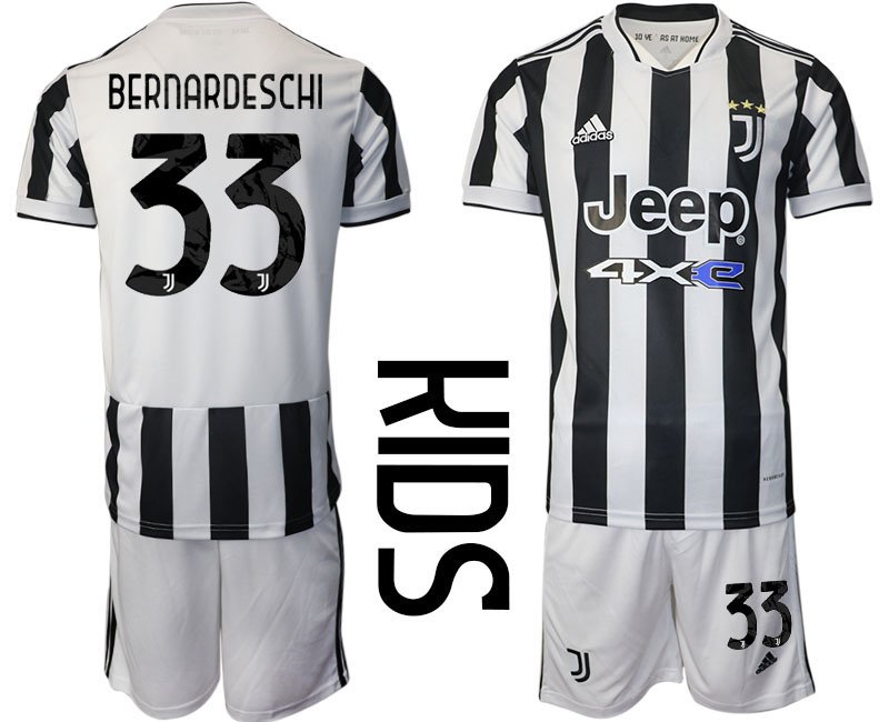 Kinder Fußball Trikot Juventus Turin Heimtrikot 2021/22 mit Aufdruck Bernardeschi 33